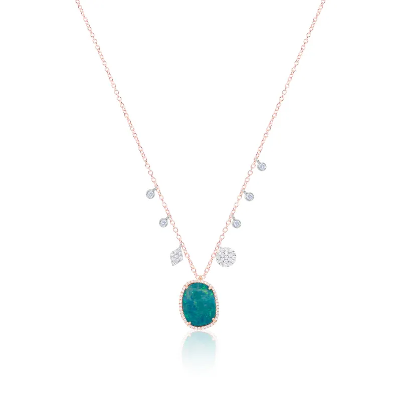 14kt Rose Gold Diamond Opal Necklace sold by Meira T