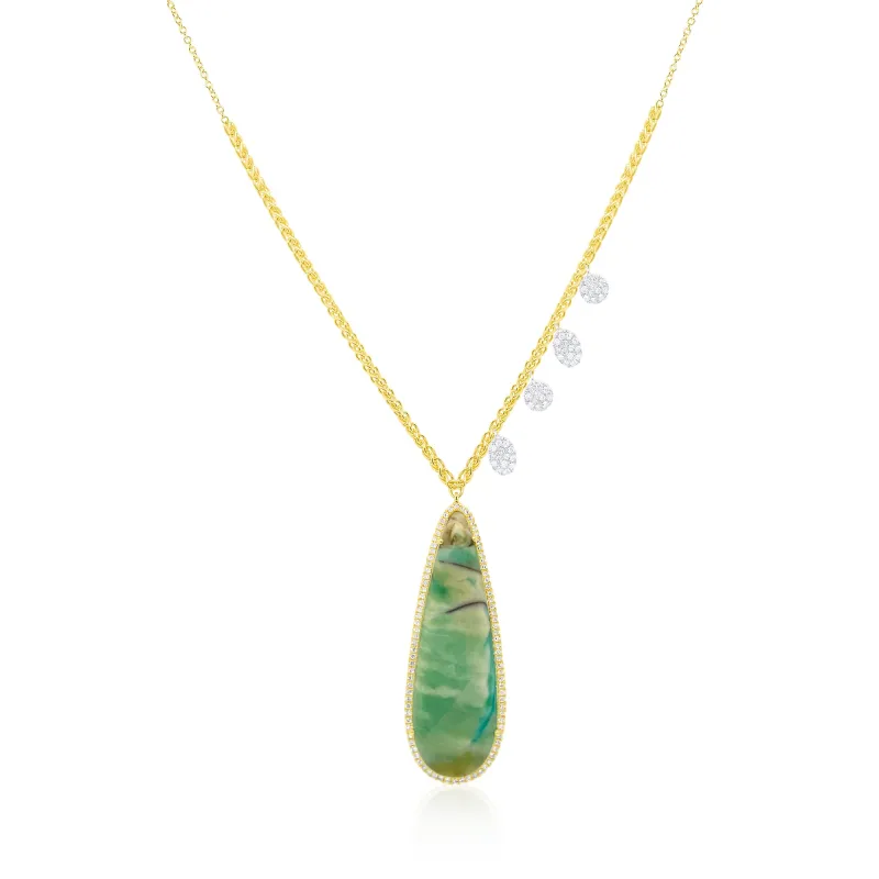 14kt Yellow Gold Opalized Wood Diamond Necklace sold by Meira T