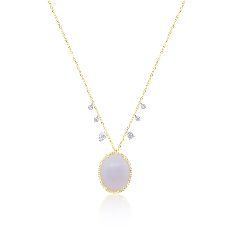 14kt Yellow Gold Chalcedony Diamond Necklace sold by Meira T