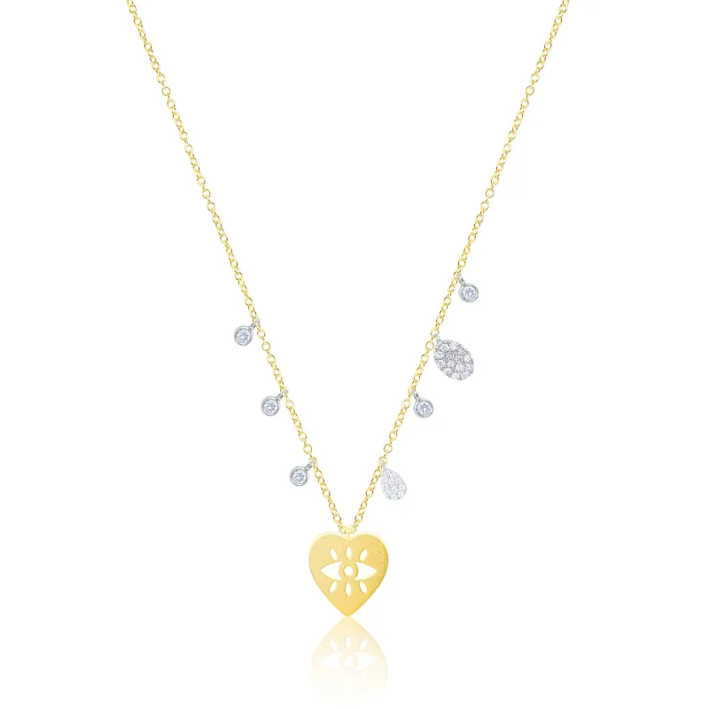 14kt Yellow Gold Heart Evil Eye Diamond Necklace sold by Meira T