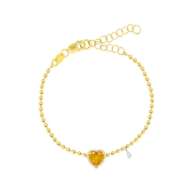 Yellow Sapphire Heart Ball chain Bracelet sold by Meira T