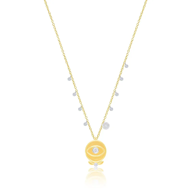 14kt Yellow Gold Evil Eye Diamond Necklace sold by Meira T