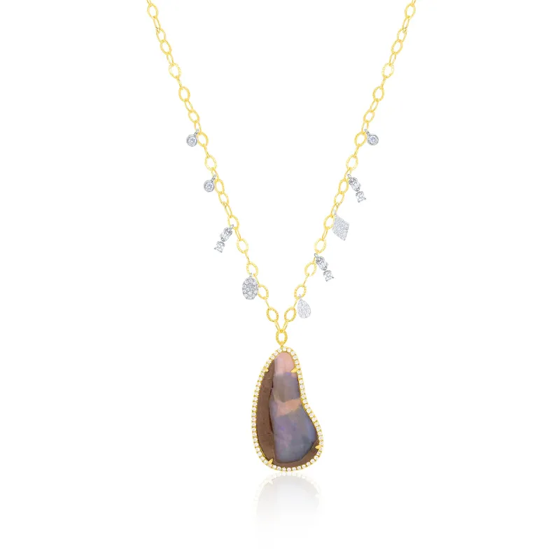 Yellow Gold Boulder Opal Necklace sold by Meira T