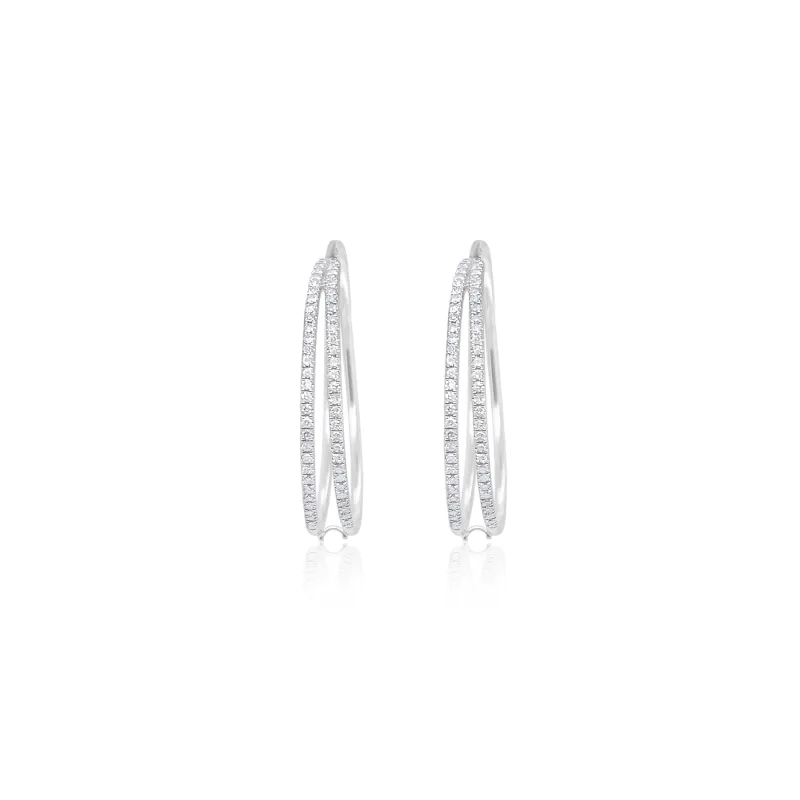 White Gold Diamond Hoop Earrings sold by Meira T