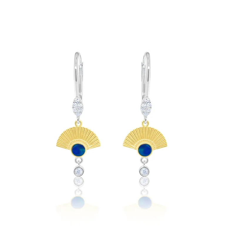 Yellow Gold Diamond Opal Earrings sold by Meira T