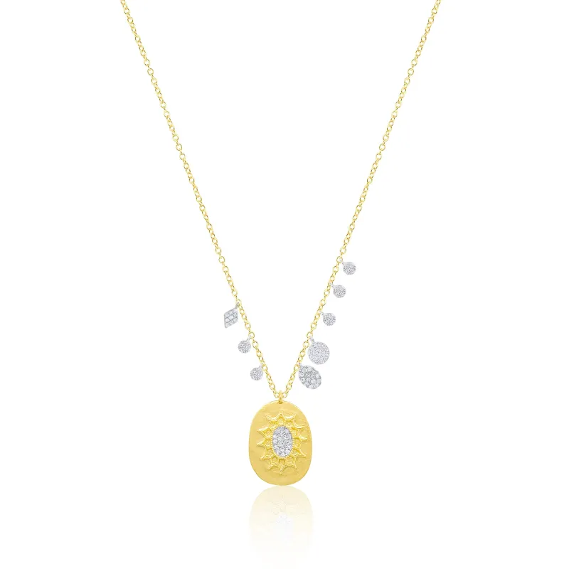 Gold Medallion Diamond Necklace sold by Meira T