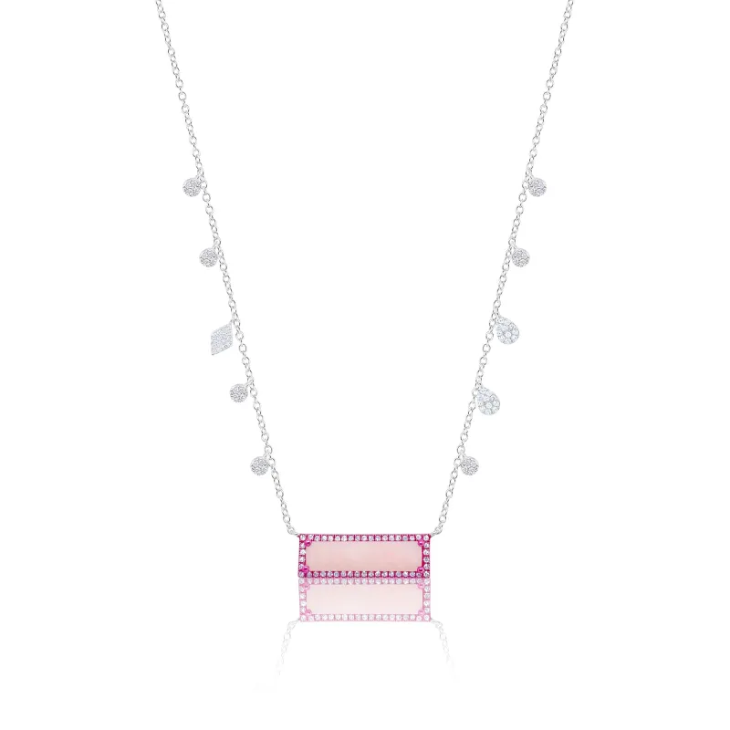 White Gold Pink Prism Necklace Pink Opal sold by Meira T