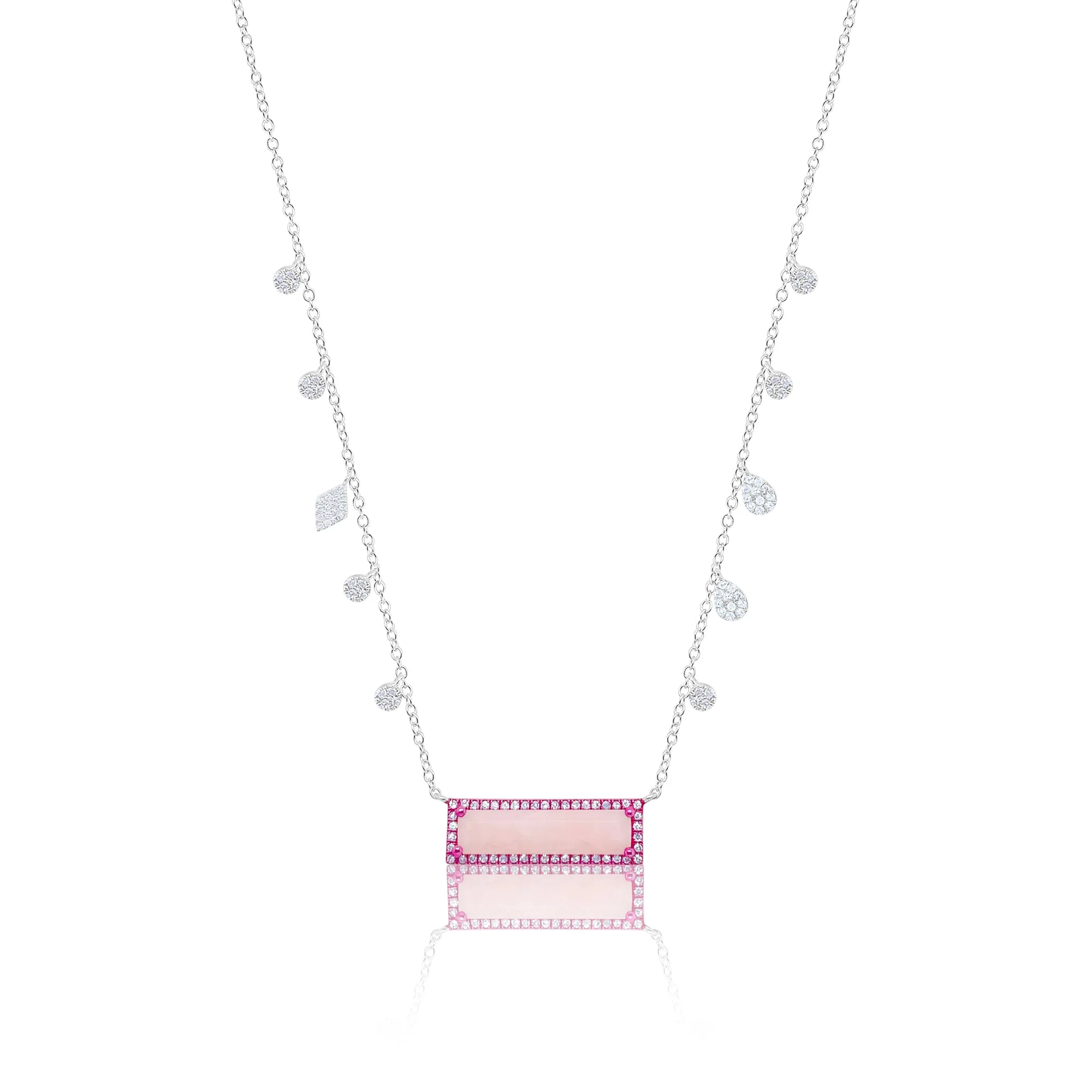 White Gold Pink Prism Necklace Pink Opal sold by Meira T