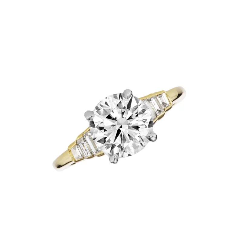 2.3 Carat Round Diamond Ring With Side Stones sold by Meira T