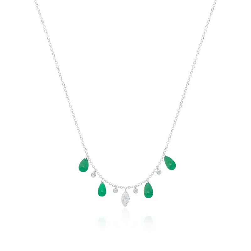 White Gold Emerald Diamond Necklace sold by Meira T