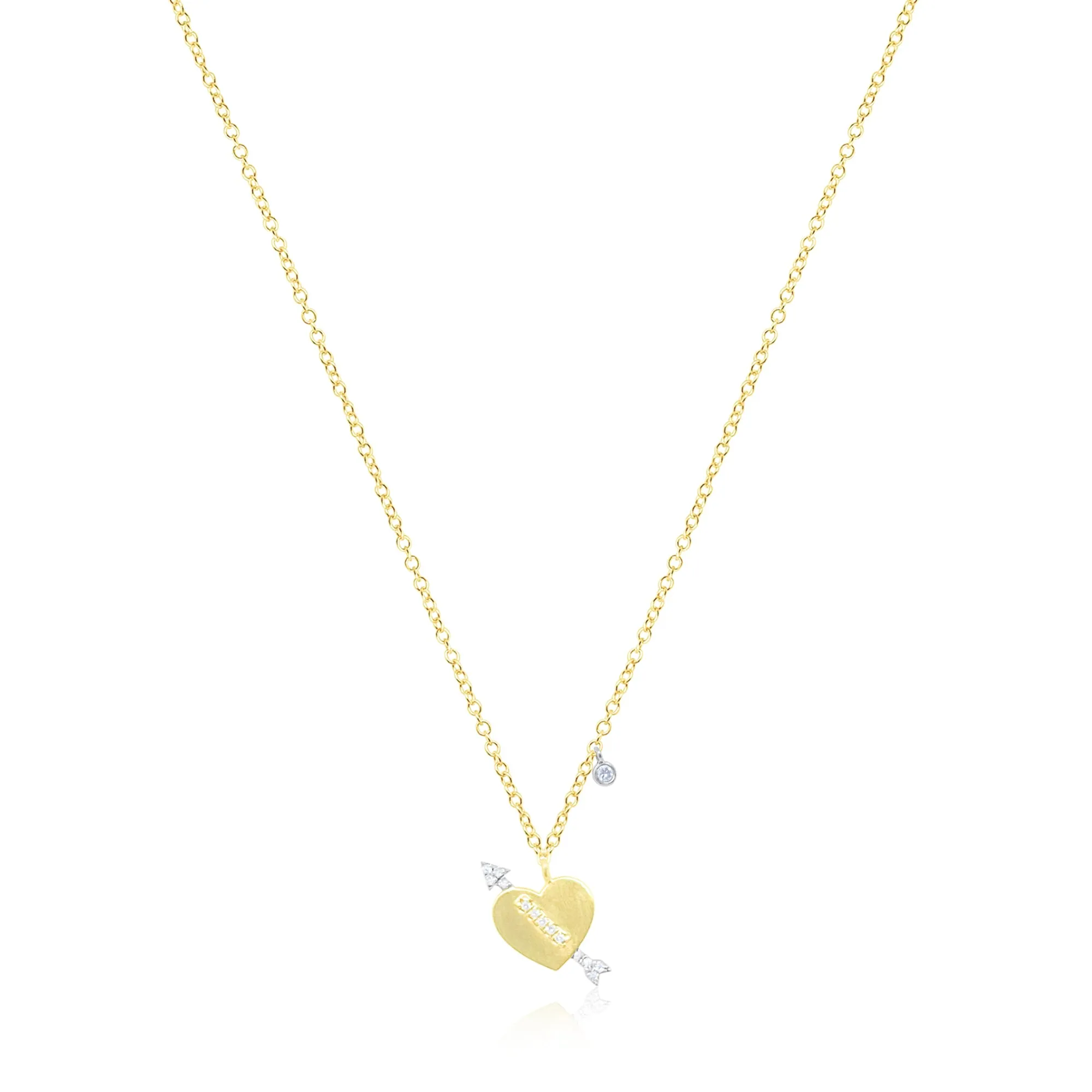 Yellow Gold Arrow Heart Necklace sold by Meira T