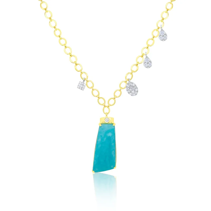 Yellow Gold Amazonite Stone Diamond Necklace sold by Meira T