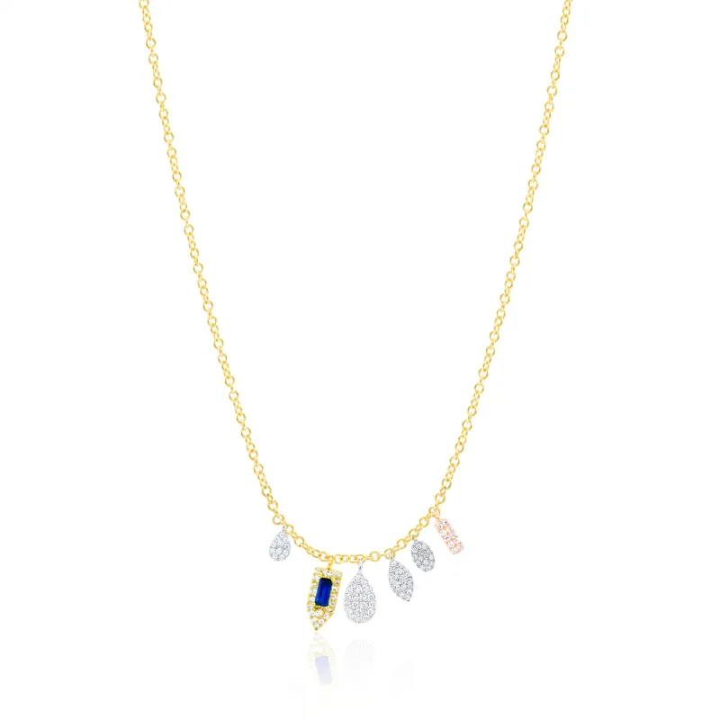 Blue Sapphire and Diamond Charm Necklace sold by Meira T