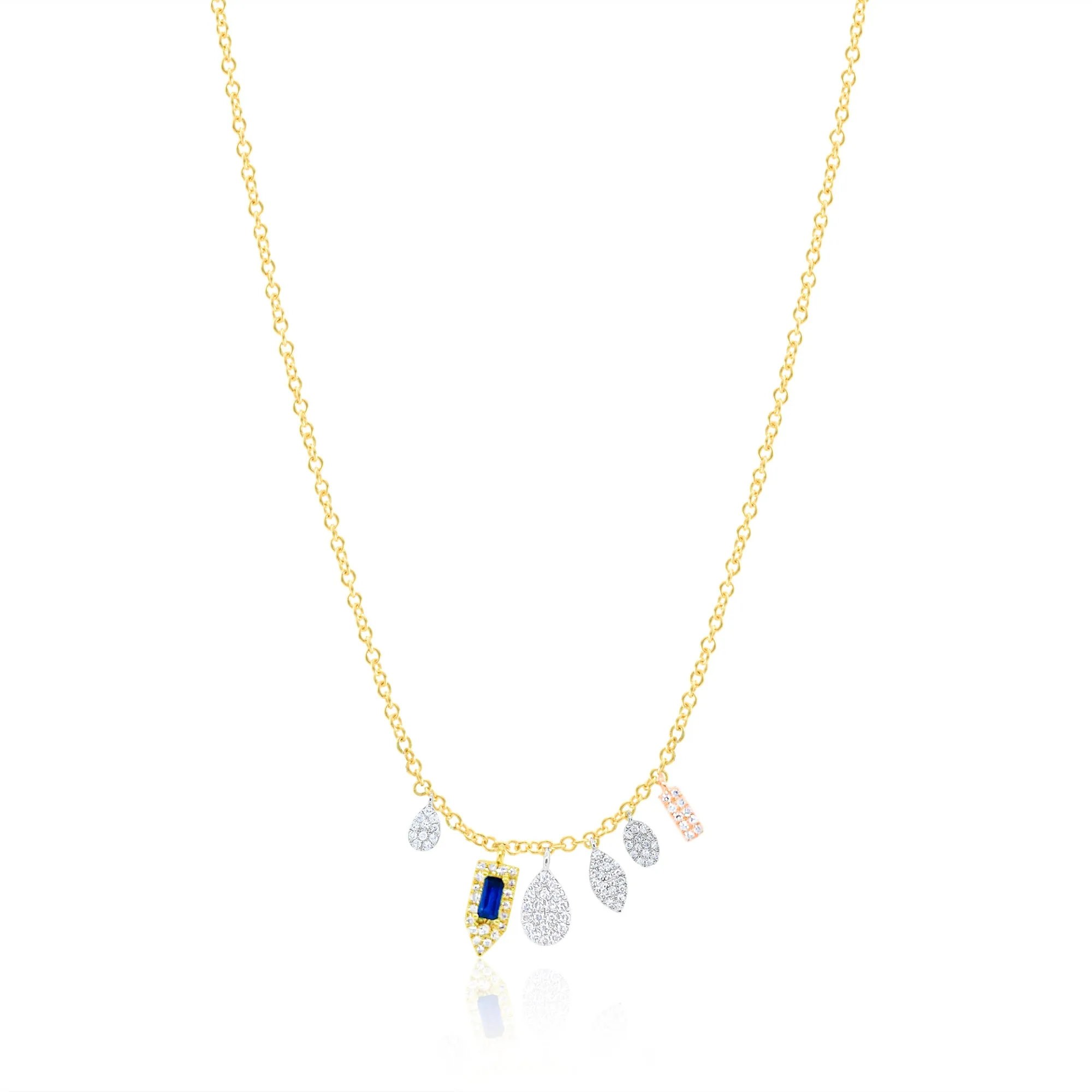 Blue Sapphire and Diamond Charm Necklace sold by Meira T