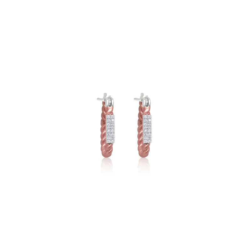 Pink Rhodium Silver White Gold Diamond Earrings sold by Meira T
