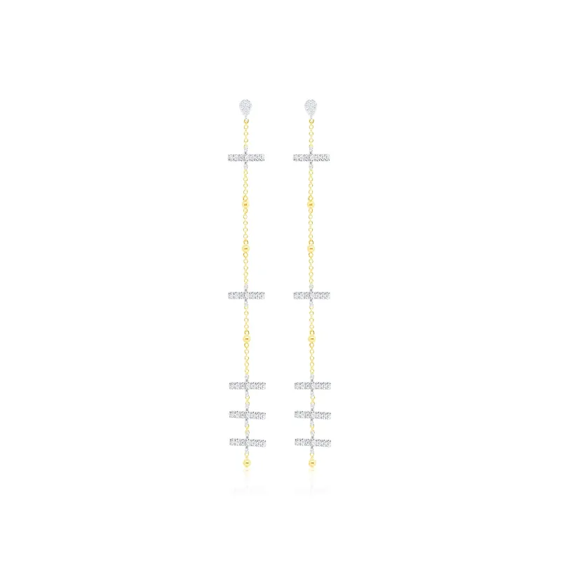 14kt Yellow Gold Drop Bar Diamond Earrings sold by Meira T