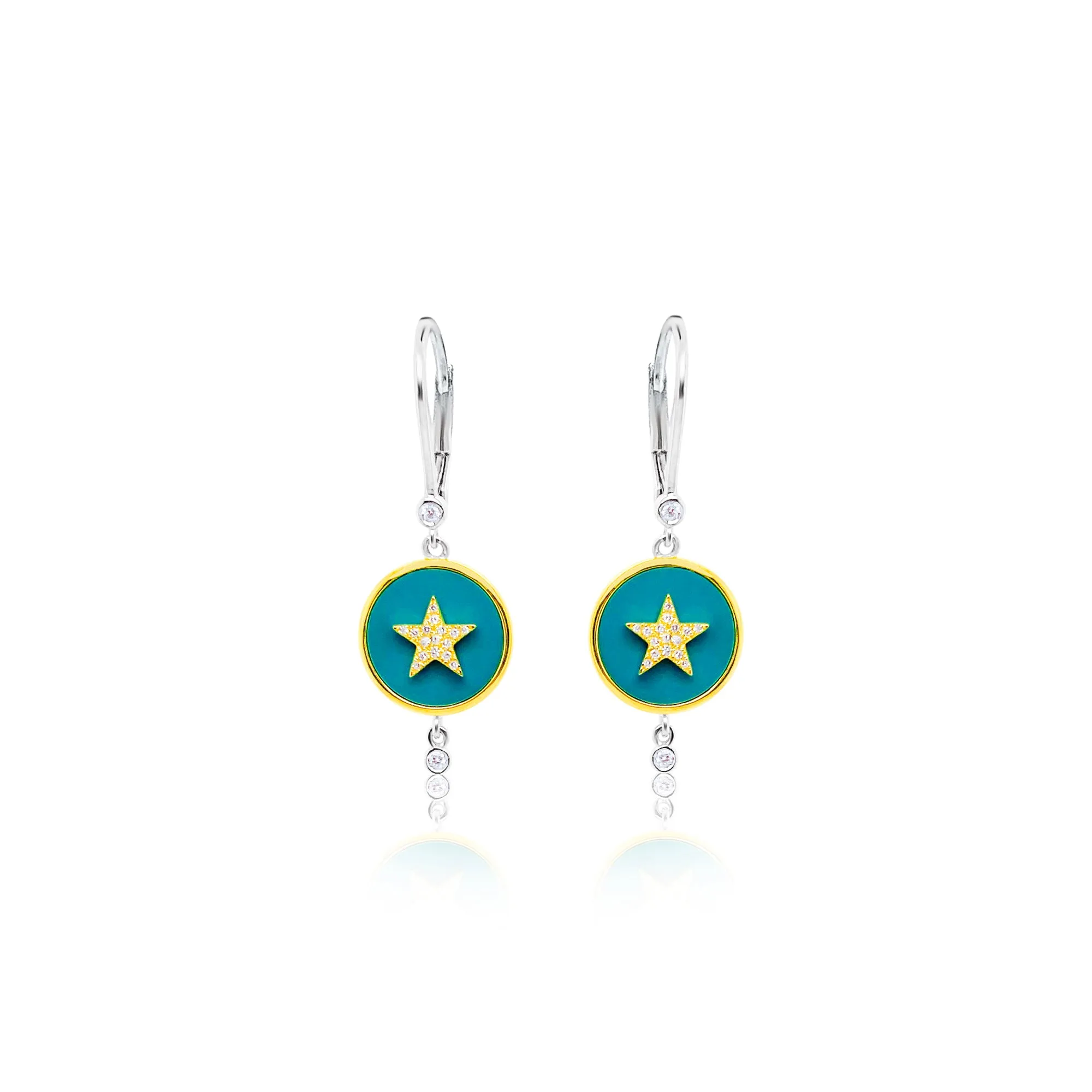 Yellow Gold Turquoise Star Earrings sold by Meira T