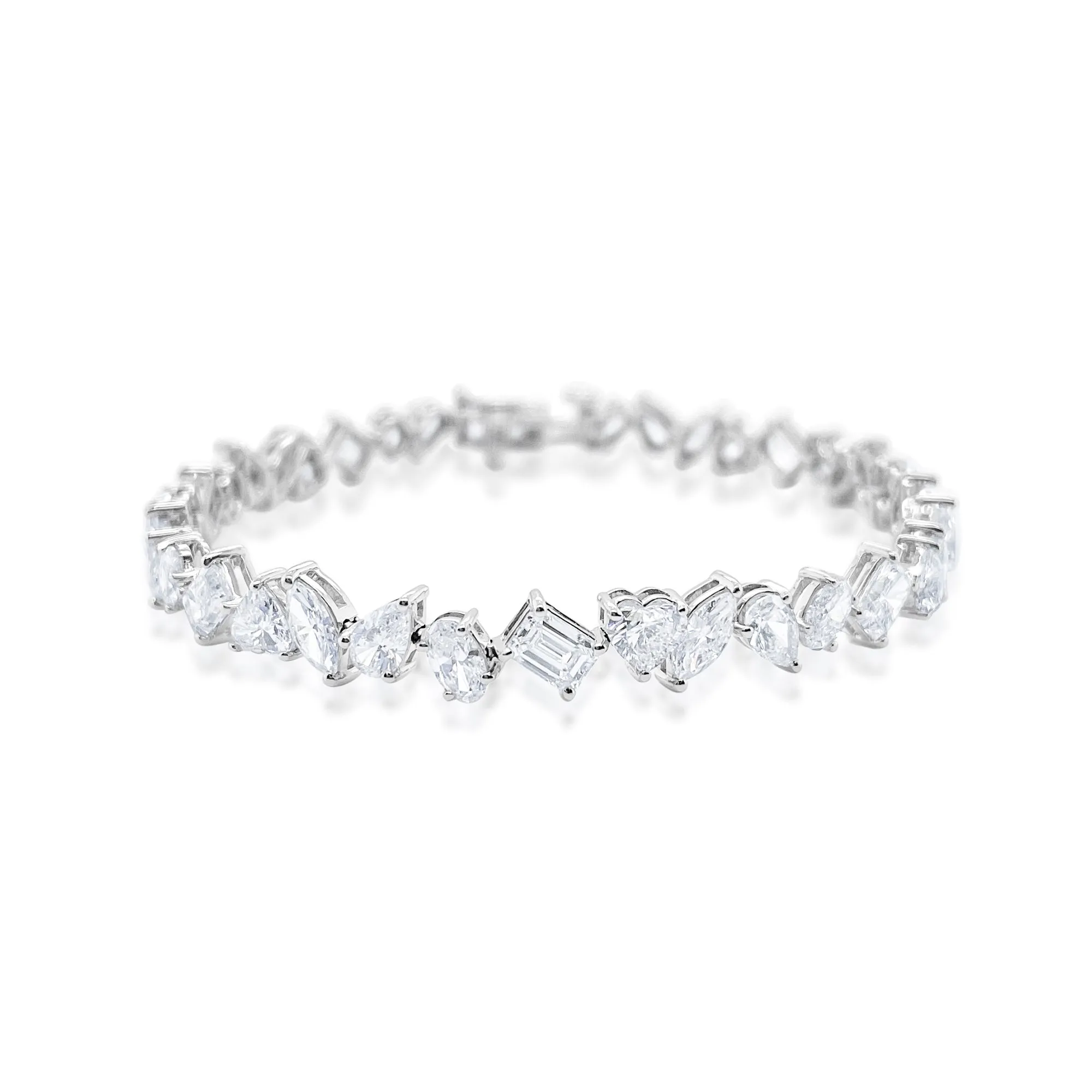 14kt White Gold Mixed Diamond Shape Tennis Bracelet 9.57 ct GMA sold by Meira T