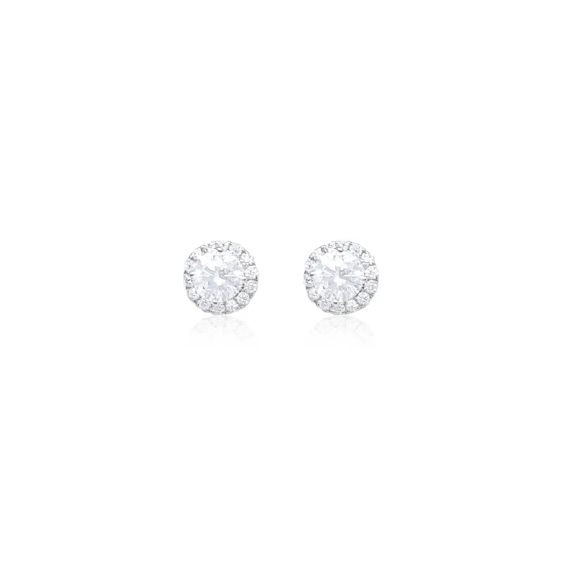 1.32 Round Halo Diamond Studs 14kt White Gold Lab Grown sold by Meira T