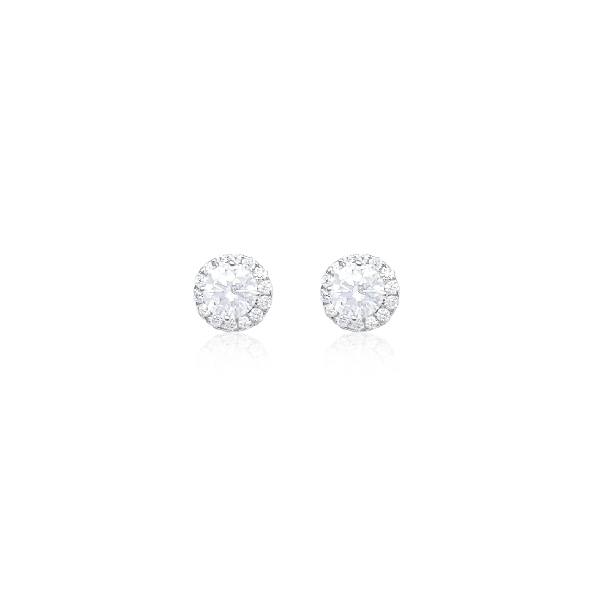 1.32 Round Halo Diamond Studs 14kt White Gold Lab Grown sold by Meira T