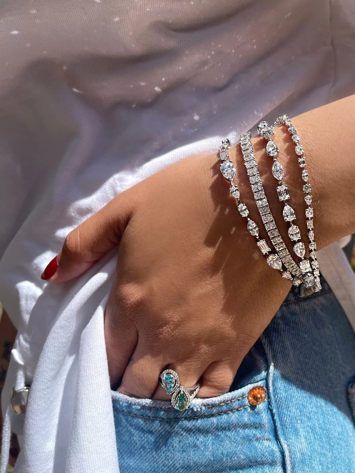 Lab Tennis Bracelet 14kt White Gold GMA sold by Meira T product image thumbnail 2