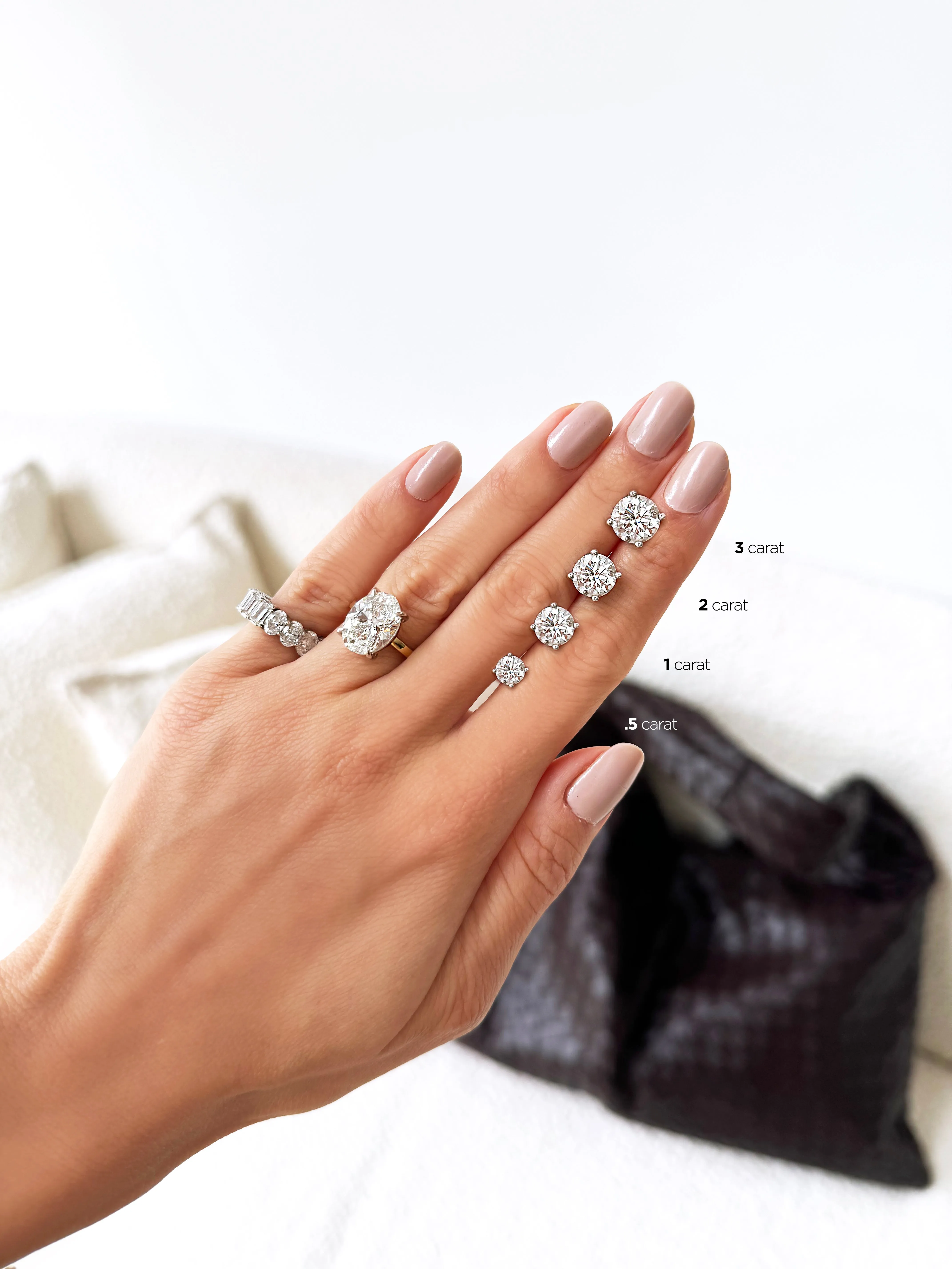 Studs Earrings | Round Cut 3ct LAB Diamond sold by Meira T product image thumbnail 2