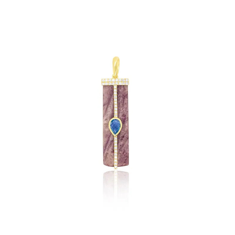 Yellow Gold Amythyst Stone Blue Topaz Teardrop Diamond Charm sold by Meira T