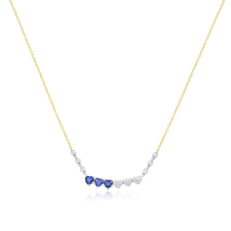 14kt Yellow Gold Blue Sapphire Diamond Heart Necklace sold by Meira T