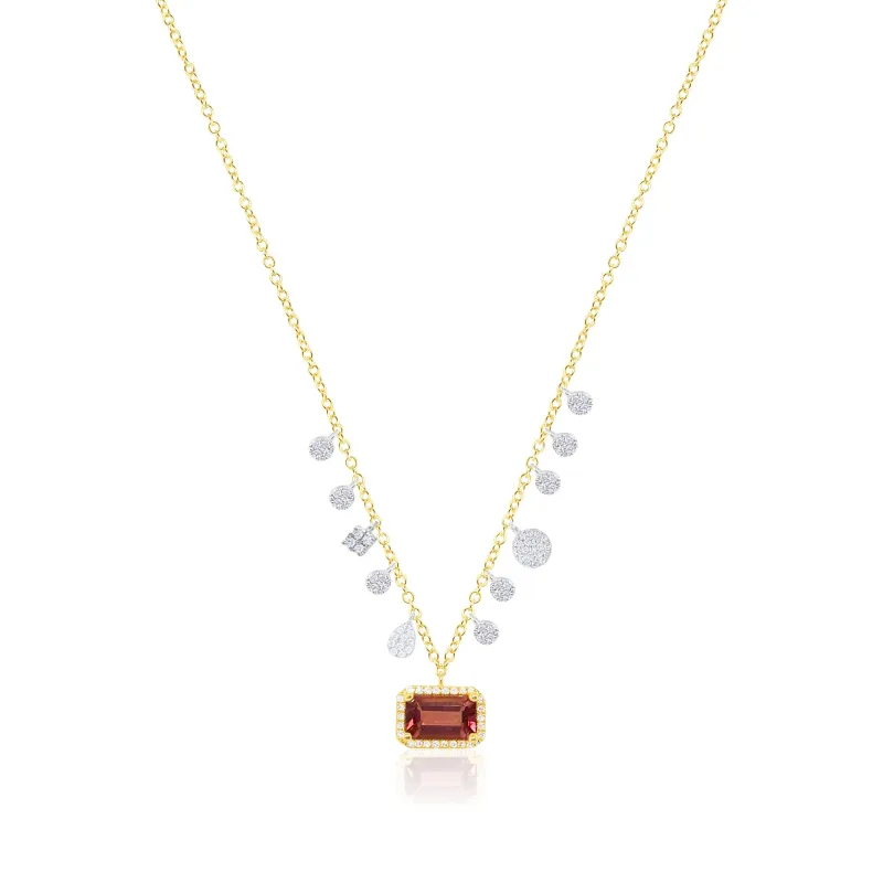 14kt Yellow Gold Pink Sapphire Diamond Necklace sold by Meira T