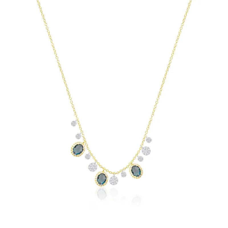 14kt Yellow Gold Blue Topaz Mutli Diamond Necklace sold by Meira T