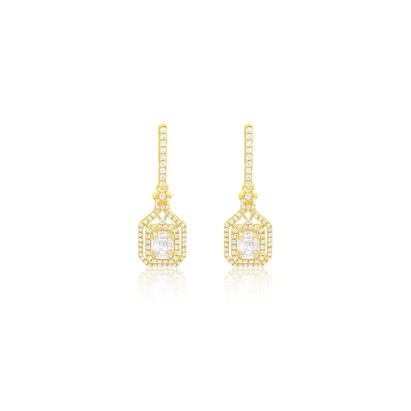 Yellow Gold Diamond Fancy Illusion Earrings sold by Meira T