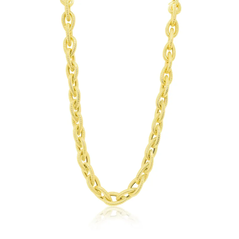 Yellow Gold Textured Pear Chunky Chain sold by Meira T