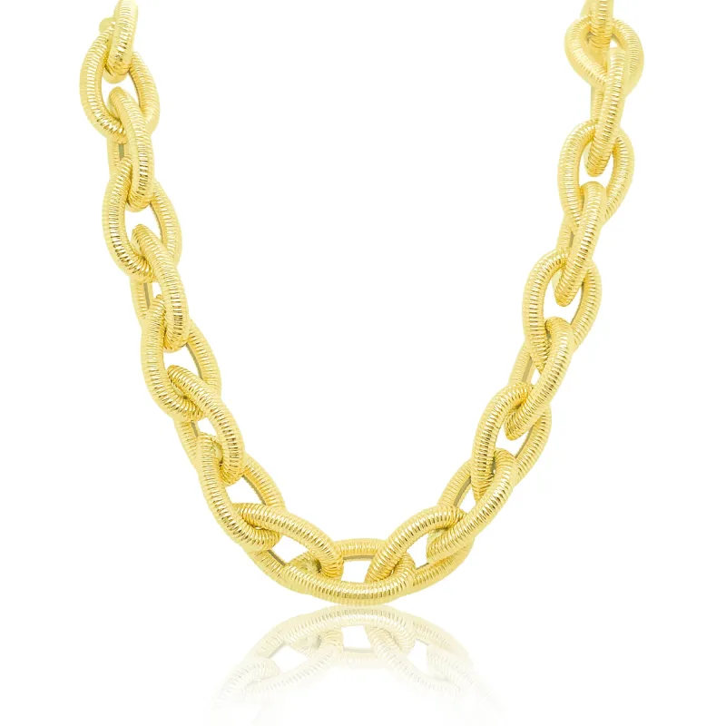 Yellow Gold Chunky Textured Pear Chain sold by Meira T