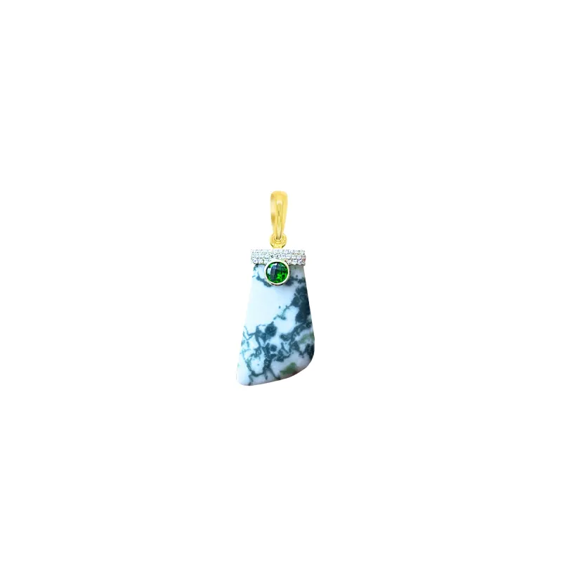 Moss Agate and Green Chrome Charm sold by Meira T