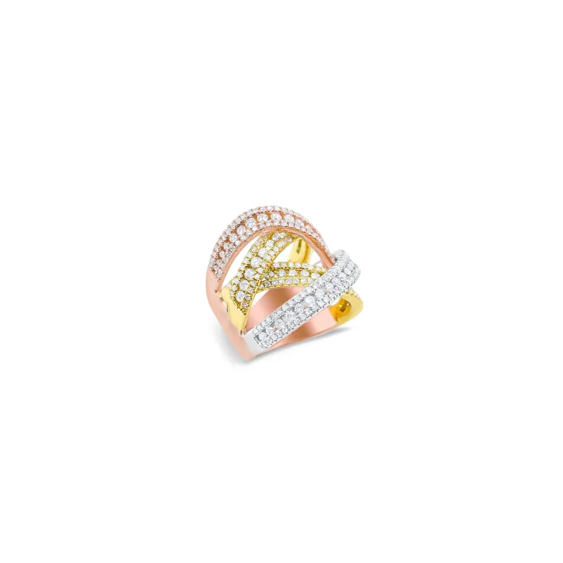 Three Tone Diamond Cocktail Ring made by Meira T