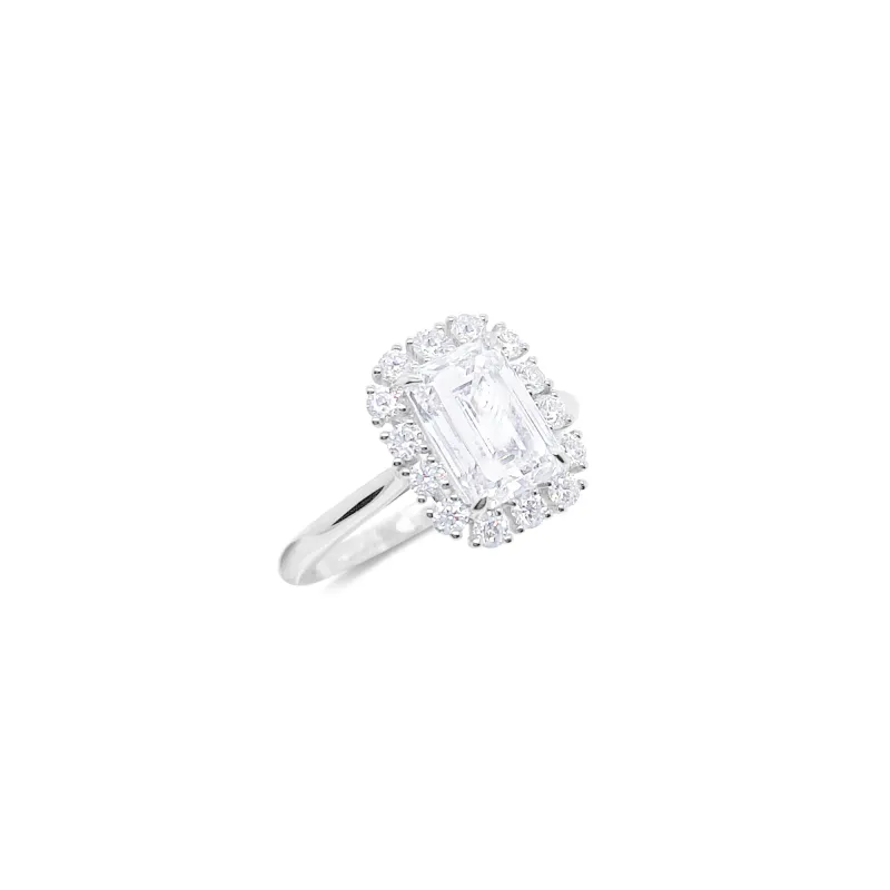 14kt White Gold Lab Grown Emerald Cut Antique Ring sold by Meira T