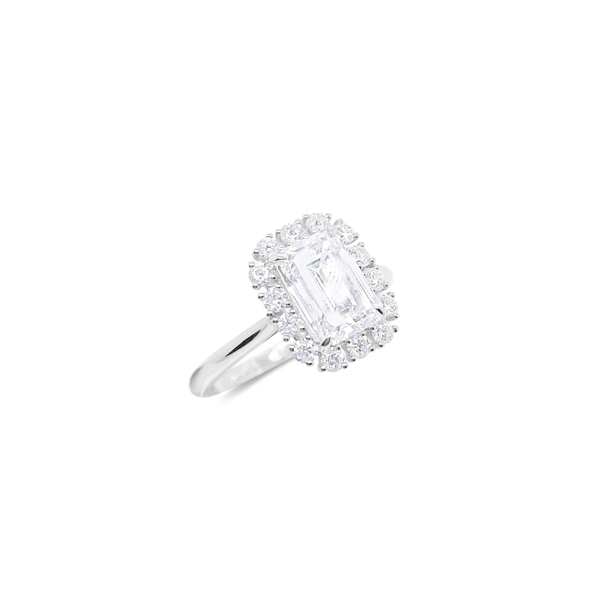 14kt White Gold Lab Grown Emerald Cut Antique Ring sold by Meira T