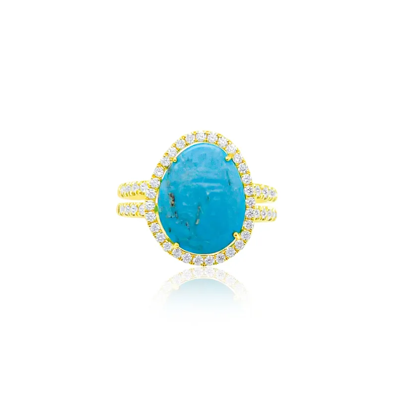 14kt Yellow Gold Turquoise and Diamond Ring sold by Meira T