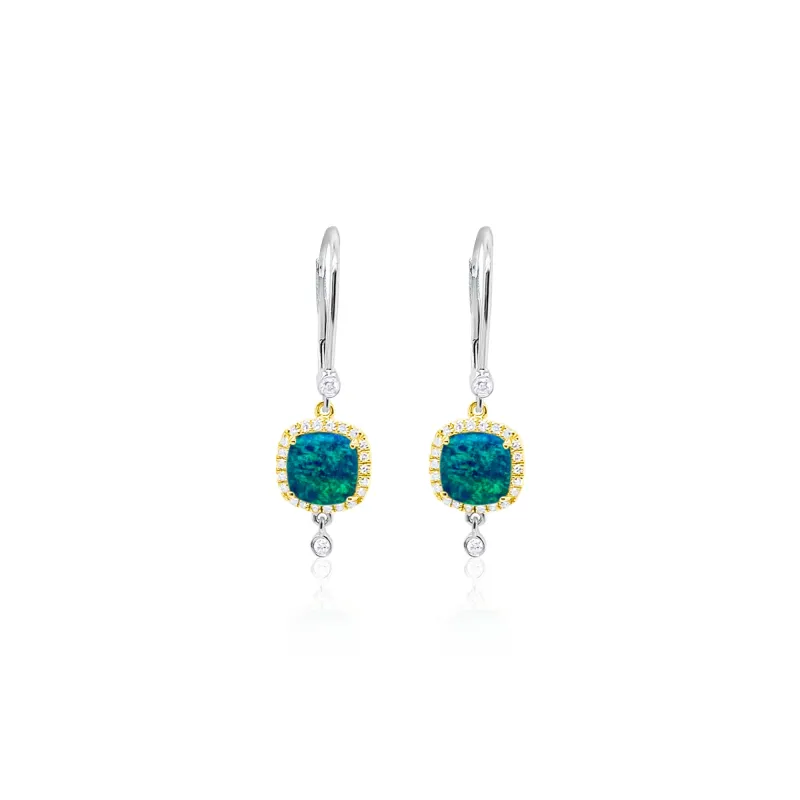Blue Opal and Diamond Drop Earrings sold by Meira T