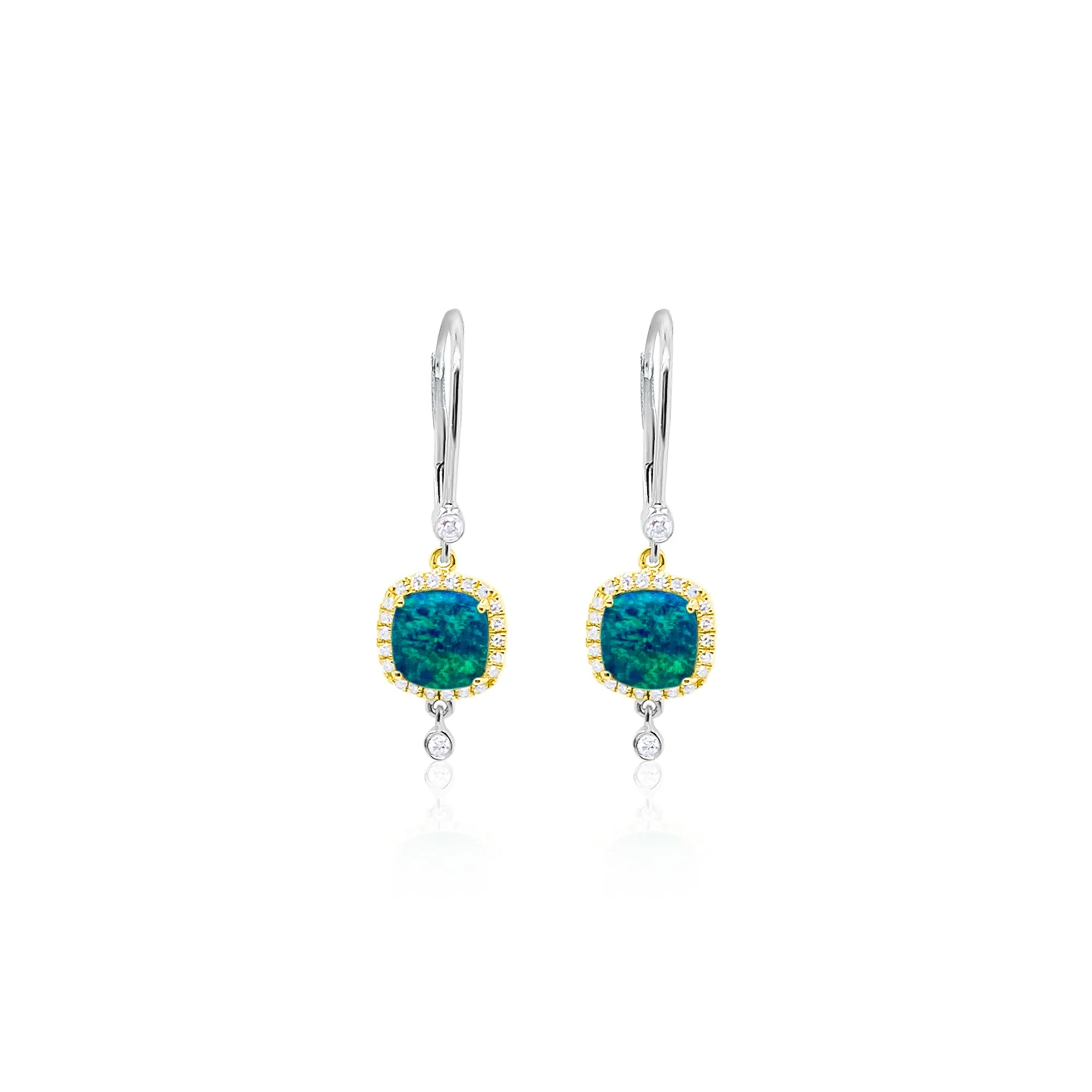Blue Opal and Diamond Drop Earrings sold by Meira T