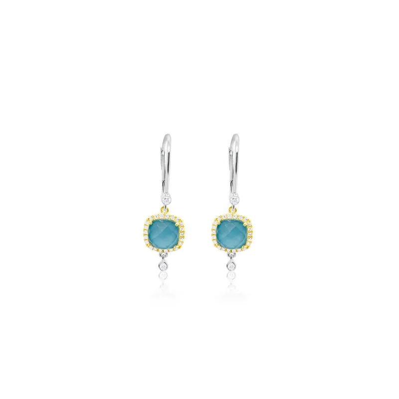Turquoise and White Topaz Diamond Drop Earrings sold by Meira T