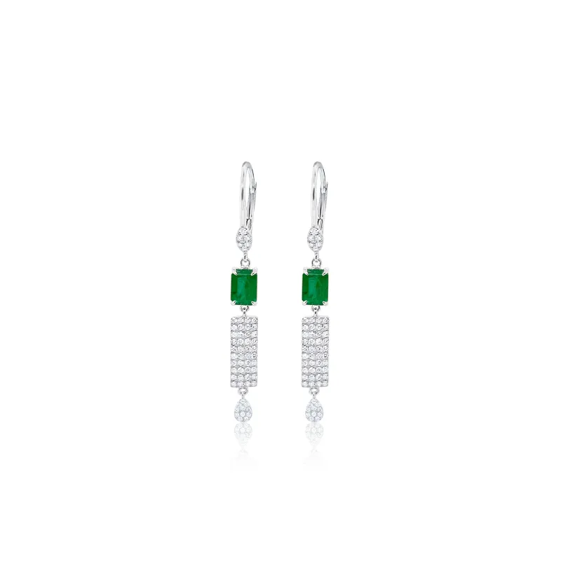 Emerald and Diamond Drop Earrings sold by Meira T