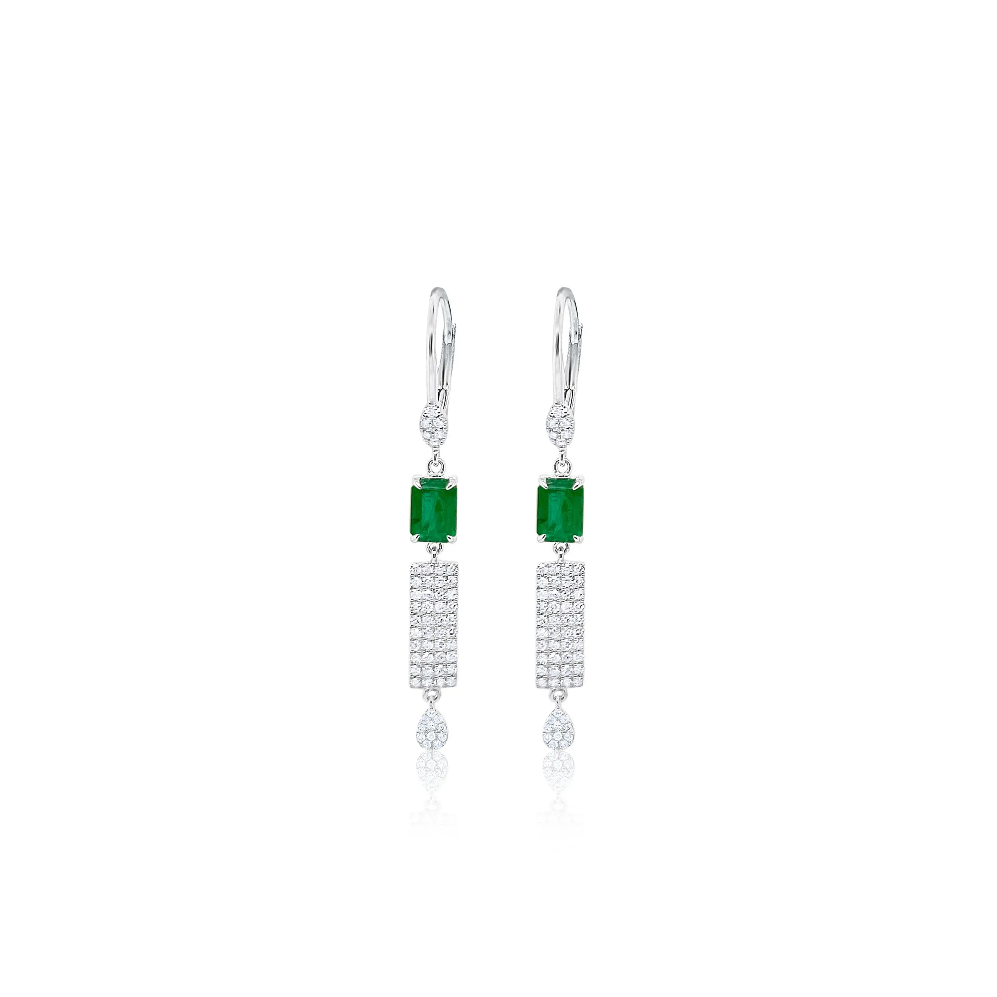 Emerald and Diamond Drop Earrings sold by Meira T