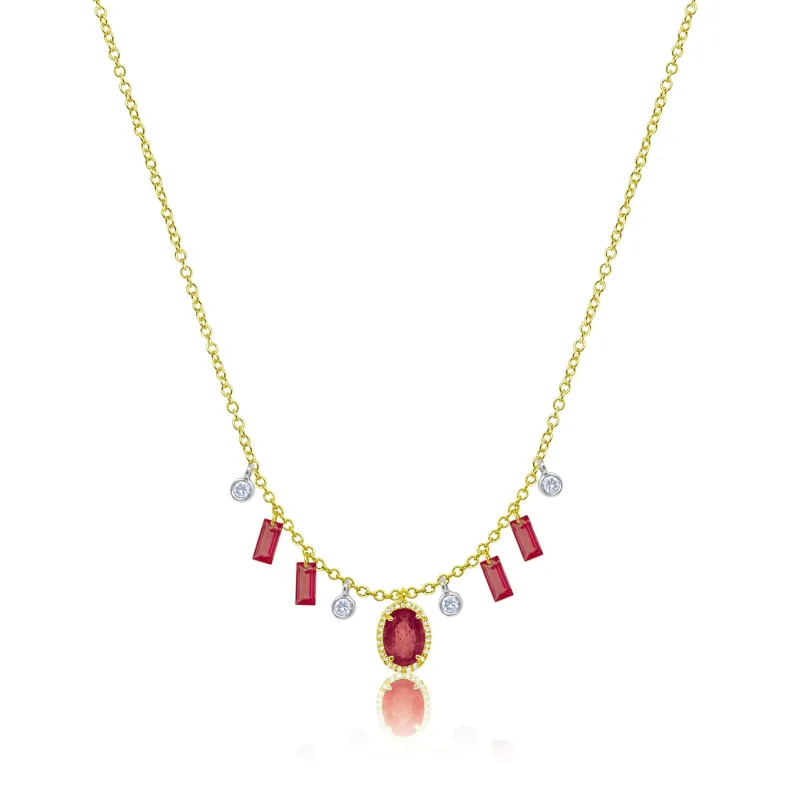 Drilled Ruby Fringe Necklace sold by Meira T