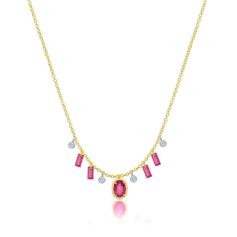 Drilled Pink Sapphire Fringe Necklace sold by Meira T