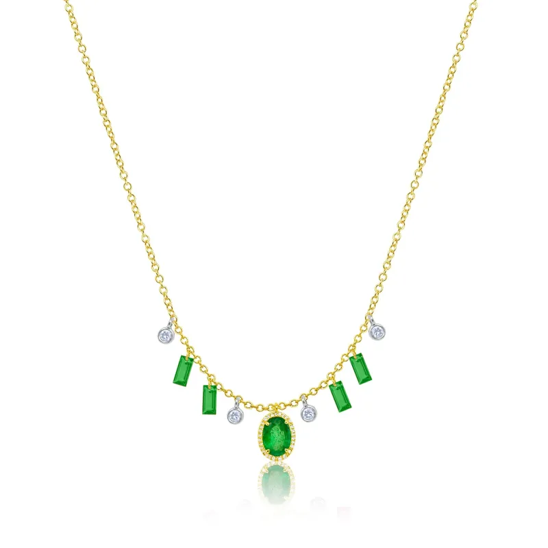Drilled Emerald Fringe Necklace sold by Meira T