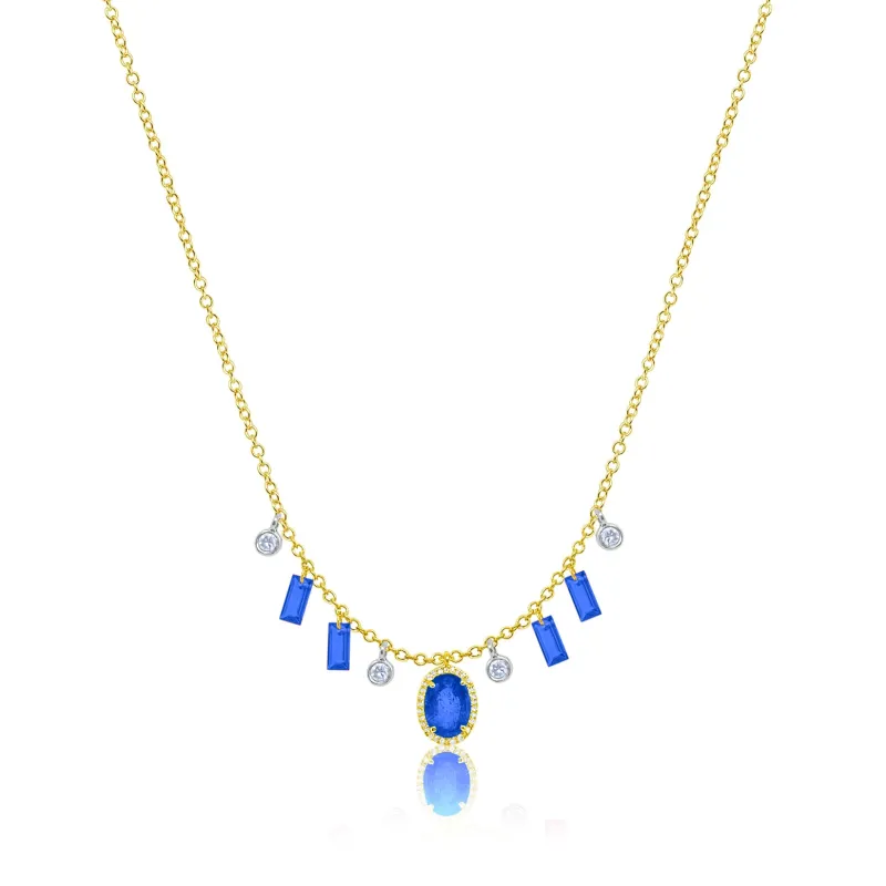 Drilled Blue Sapphire Fringe Necklace sold by Meira T