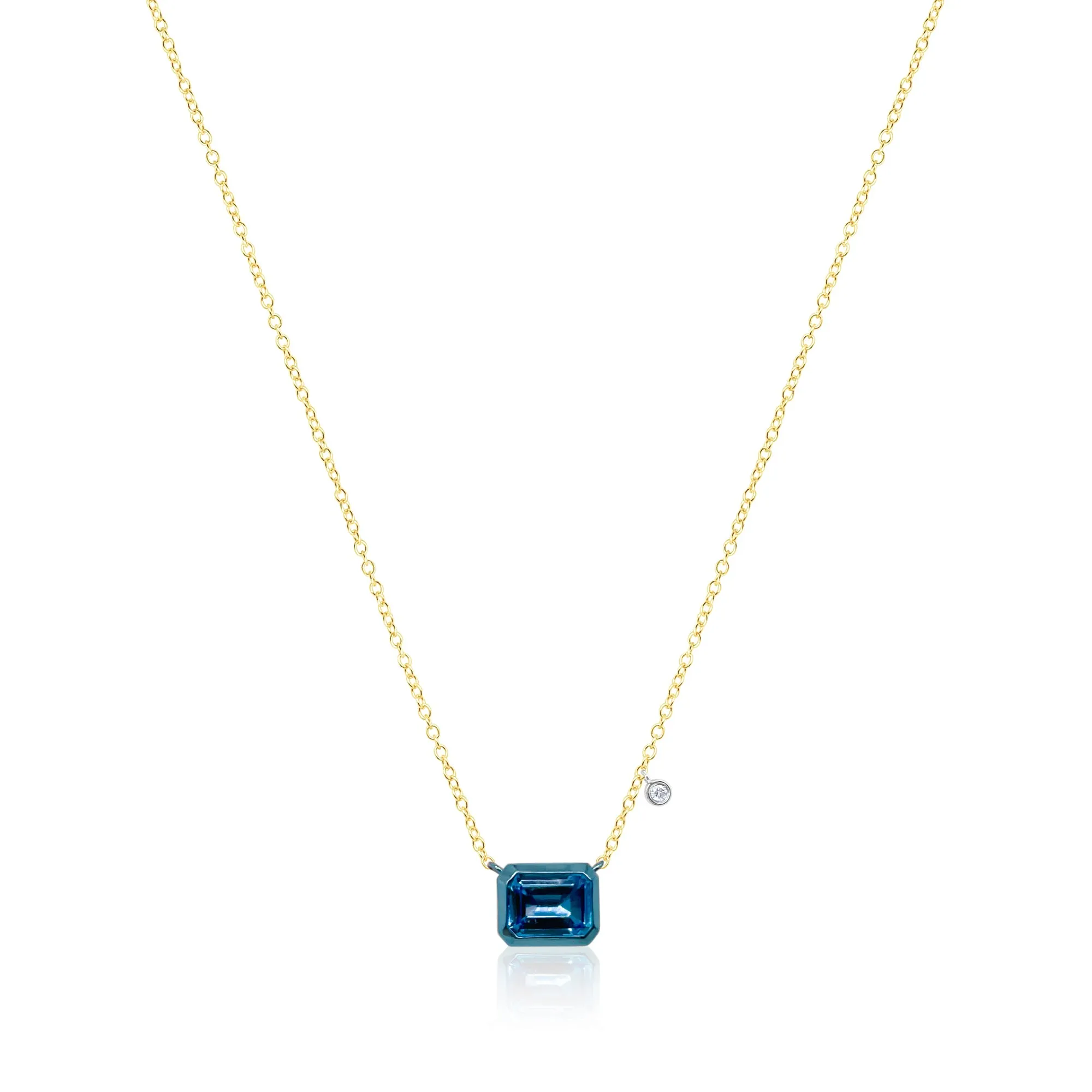 14kt Yellow Gold Rhodium Blue Topaz Diamond Necklace sold by Meira T