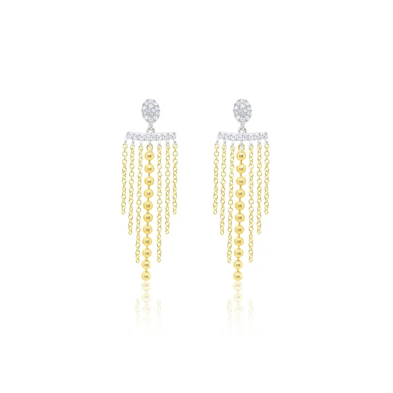 Yellow Gold Fringe Pave Earrings sold by Meira T