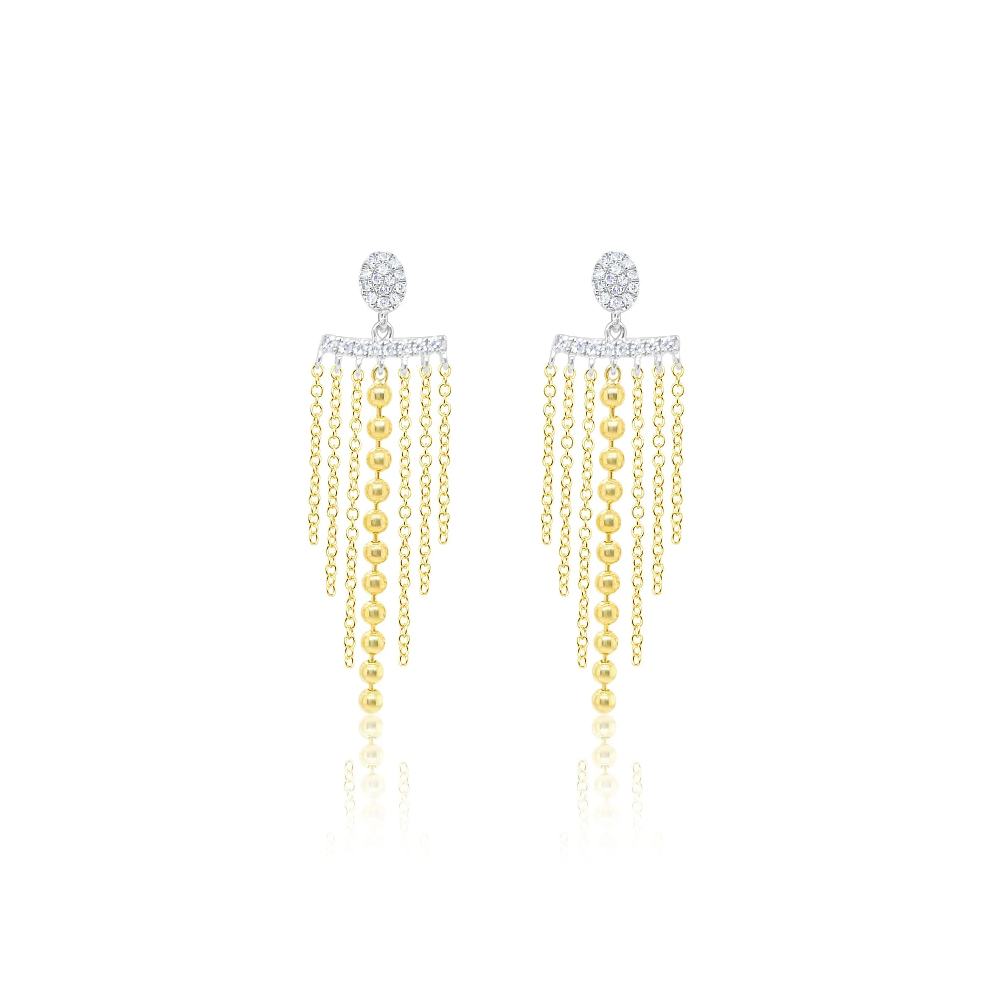 Yellow Gold Fringe Pave Earrings sold by Meira T